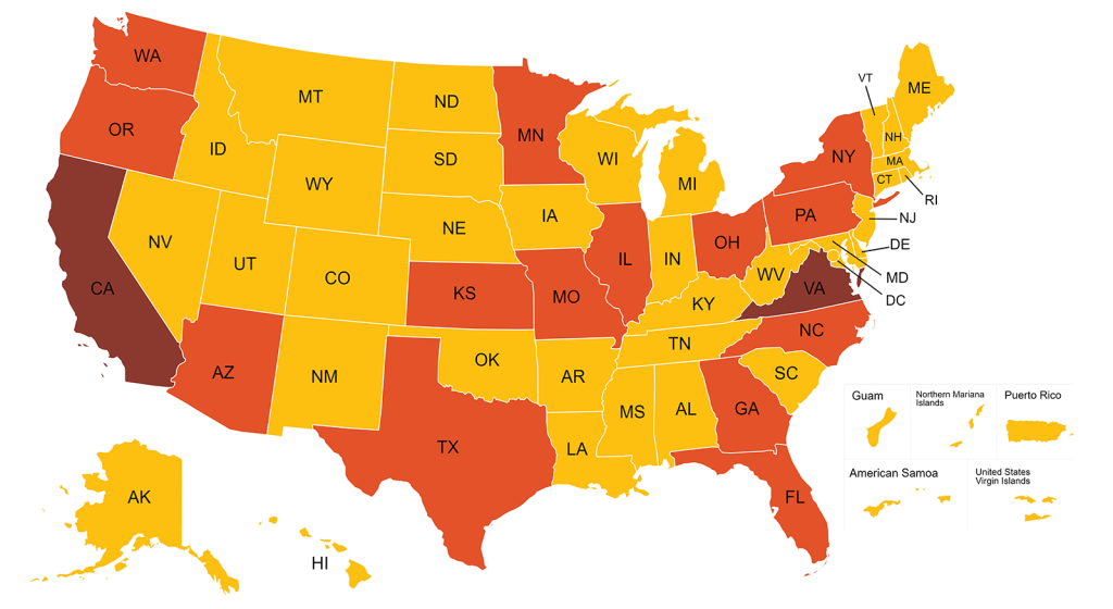 Map of states served by 2022 Federal Reserve COVID-19 survey respondents