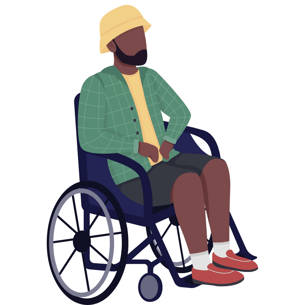 Illustration of man using wheelchair