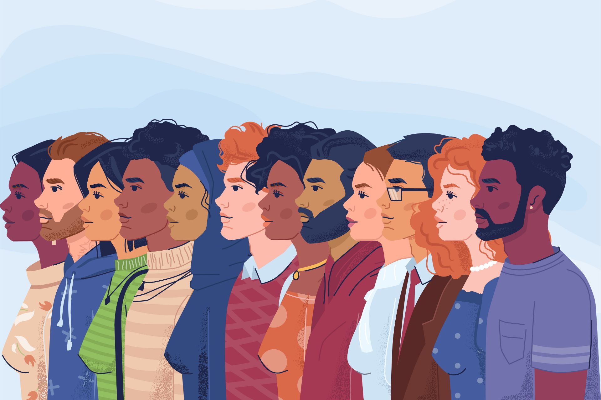 Illustration of diverse group of people