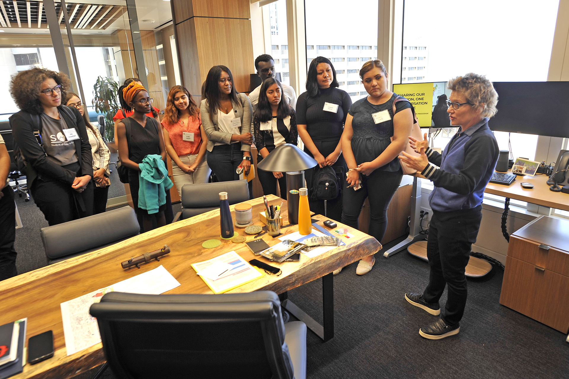 Mary C. Daly, SF Fed President, speaks with Berkeley students in economics.