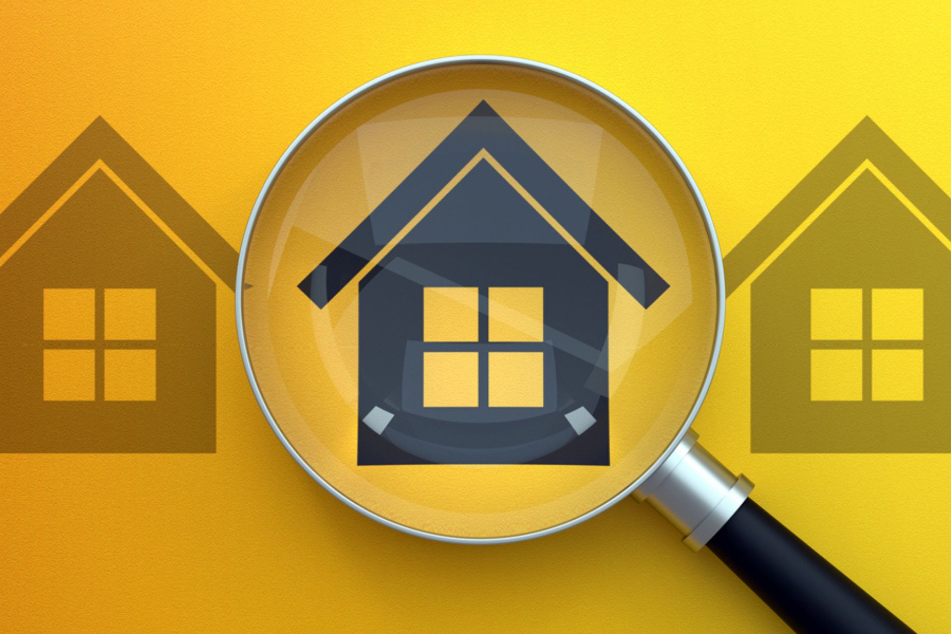 House icon in magnifying glass