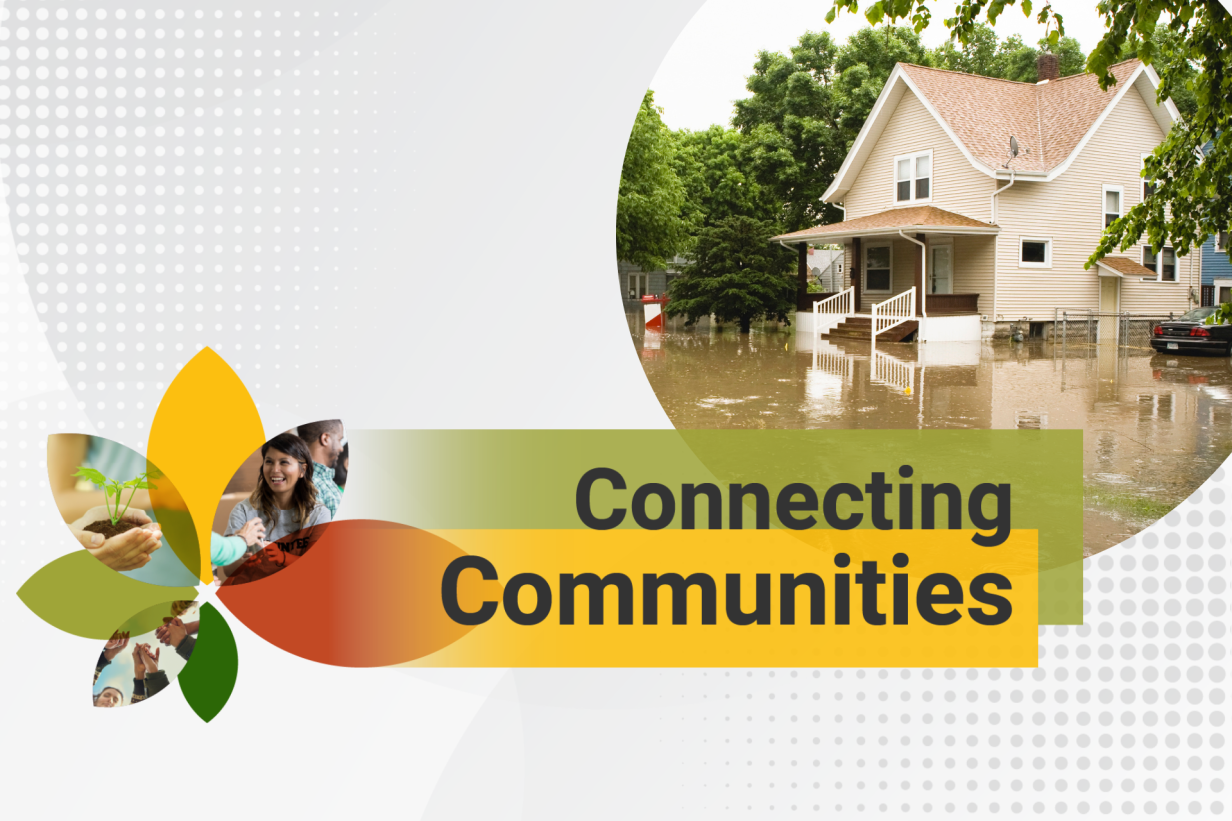 Water floods neighborhood in the Midwest