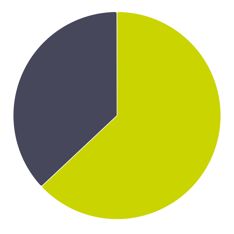 Pie chart demonstrating 63% response