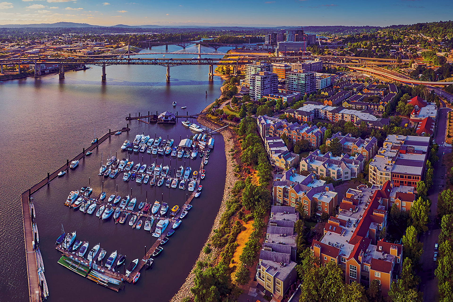 An aerial view of Portland, Oregon.