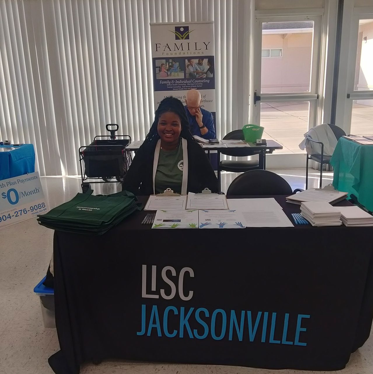 Jazanae Humphries, LISC Community Development intern and student attending Jacksonville University helping to collect referrals for the heirs' property program at the United Way of Northeast Florida, Volunteer Income Tax Assistance event on February 16, 2024.
Photo courtesy of LISC Jacksonville