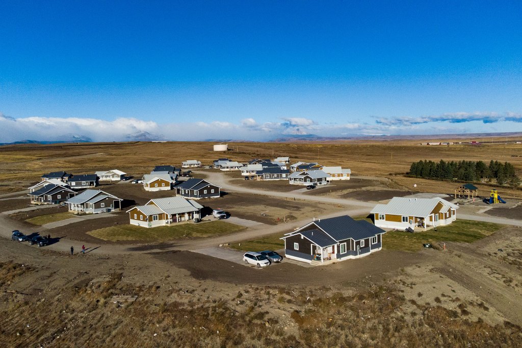 A housing development on the Blackfeet Reservation in Browning, Mont.