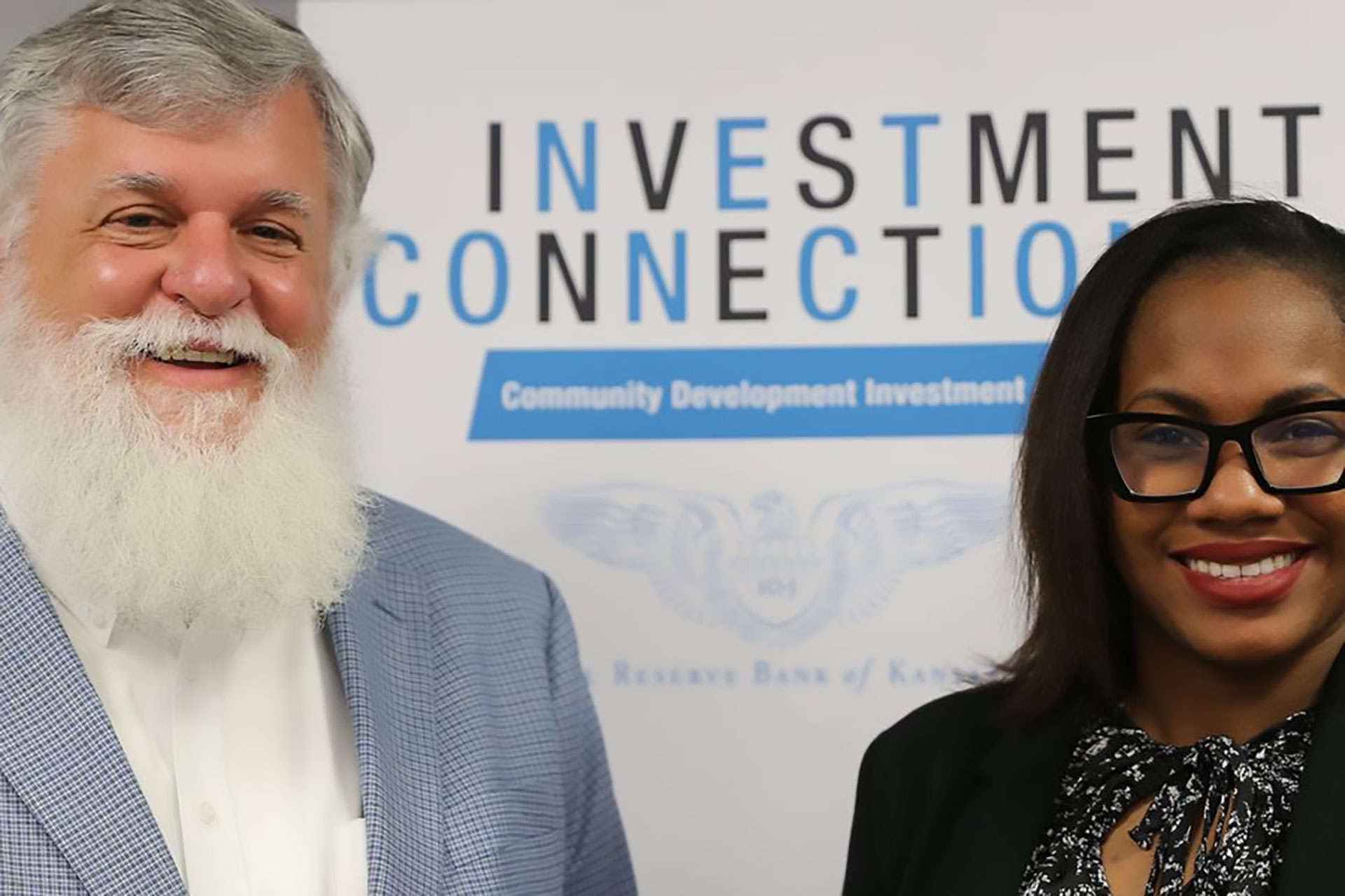 Steve Shepelwich and Teesha Miller at an Investment Connection event hosted by the Kansas City Fed.