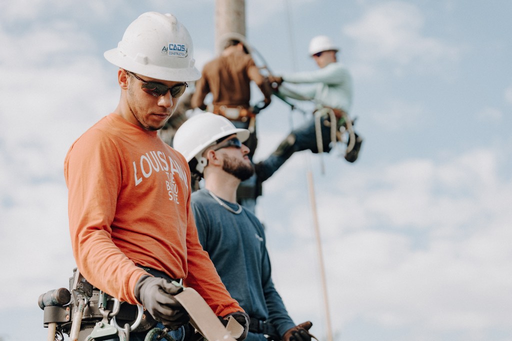 Lineman installing high speed internet in Louisiana