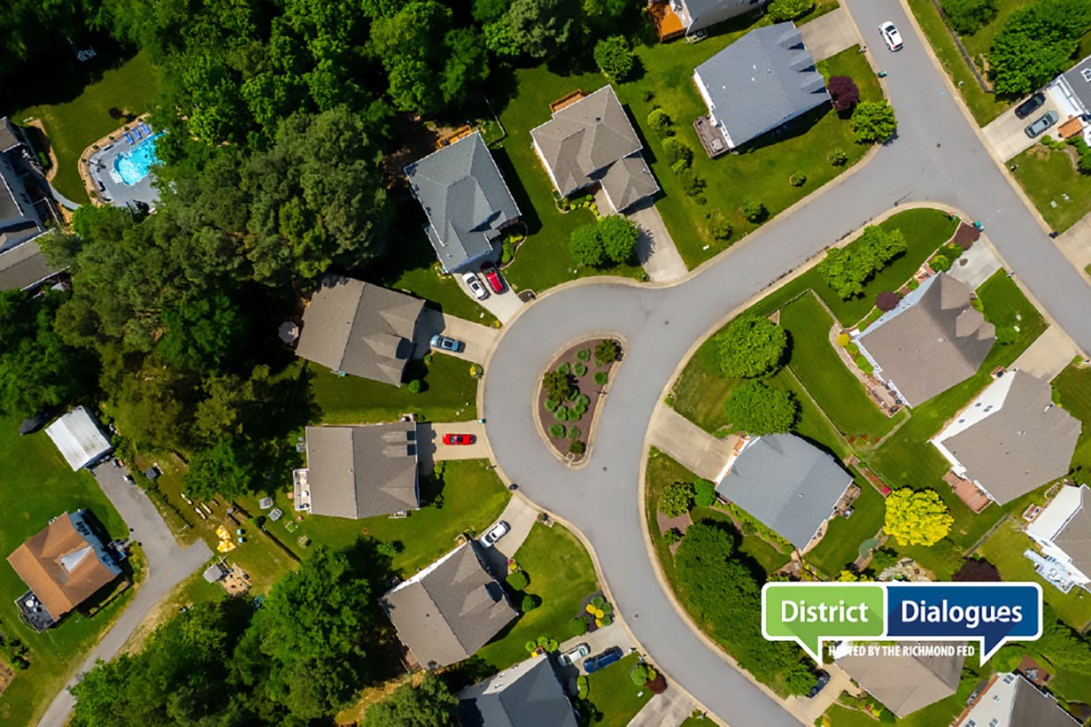 Aerial shot of a suburban neighborhood