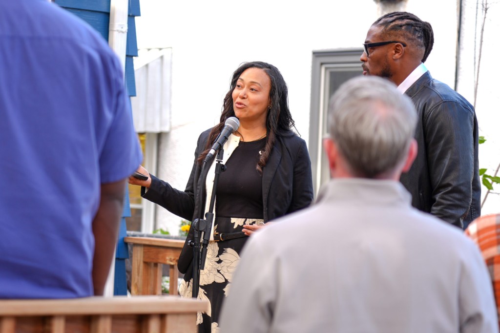 Miyoshi Seto speaks at a recent open house event