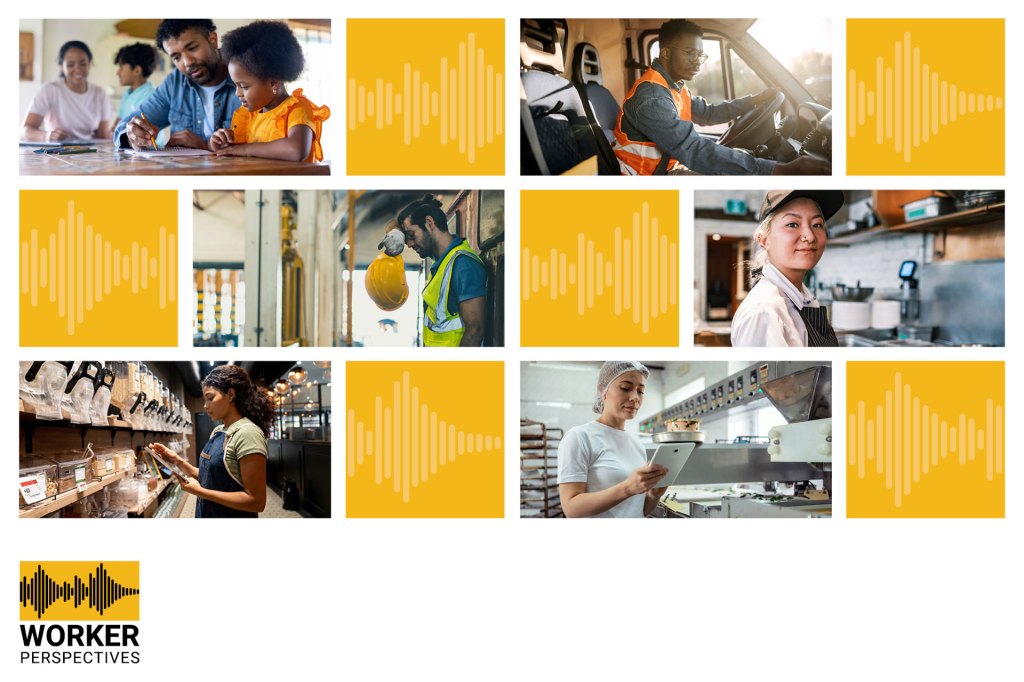 Collage of various workers in different scenarios representing the many perspectives of low- to moderate-income workers across the United States.