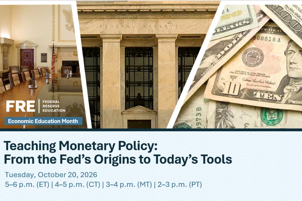Picture of FOMC meeting room, next to Federal Reserve building, and a $10 USD bill