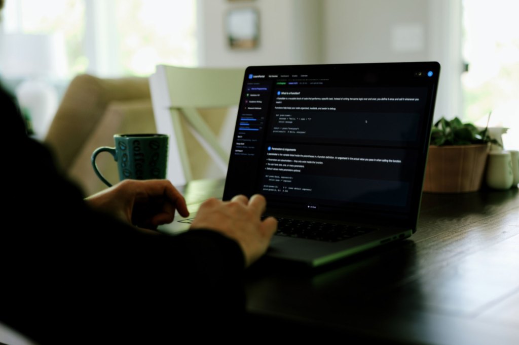 Person on a laptop using AI chat tool for work